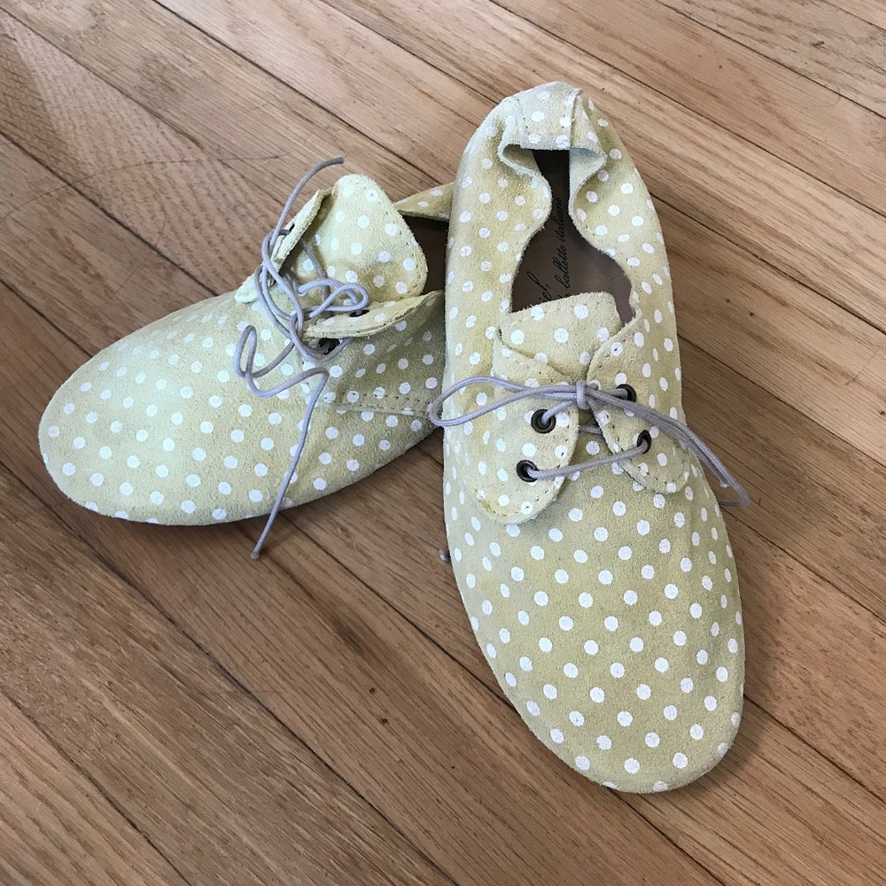 New Anniel Ballet Derby Shoes- Yellow polka dot